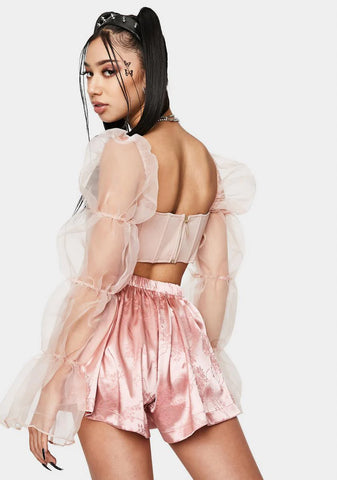 Blush Statement Sleeve Corset Top