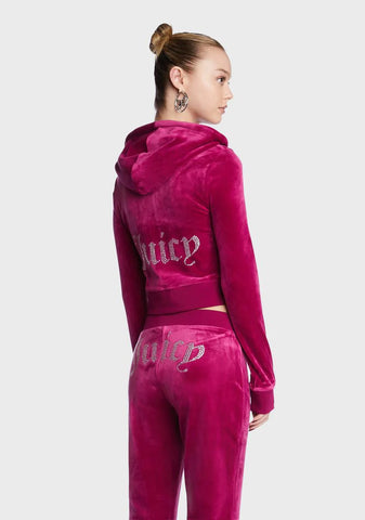 Raspberry Glaze OG Big Bling Velour Hoodie