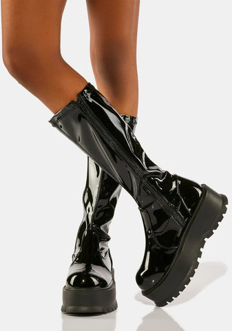 Patent Slacker-200 Knee High Boots