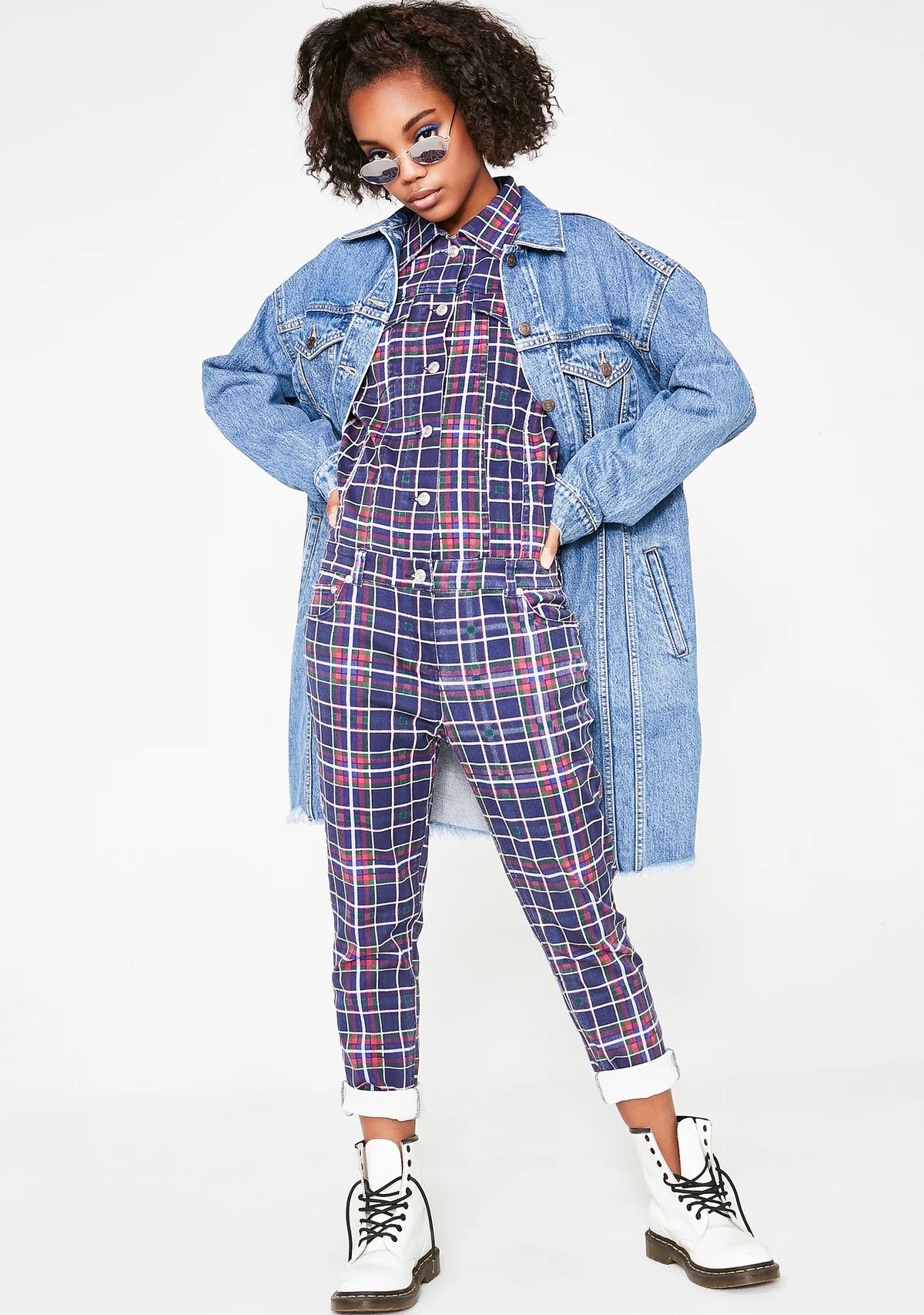 Grunge Gang Plaid Jumpsuit