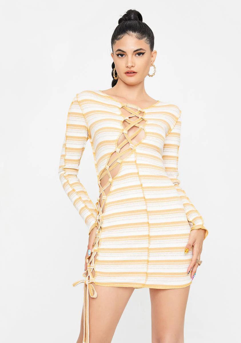 Say It First Lace Up Mini Dress