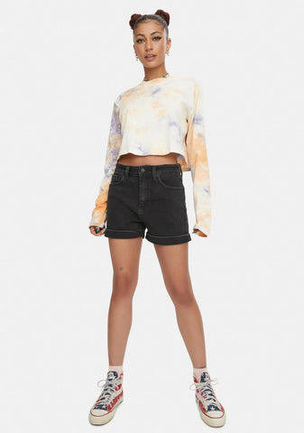 Mid Rise Cuffed Jean Shorts