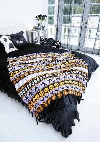 Night Of Spooks Intarsia Throw Blanket