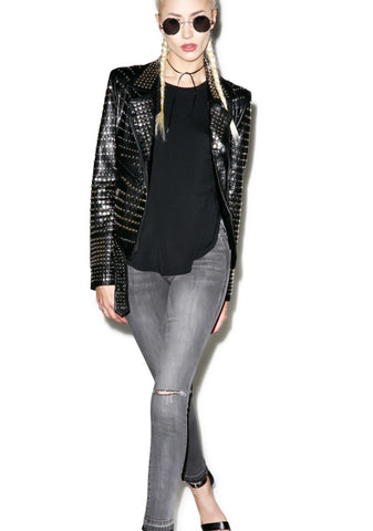 Nia Nail Head Leather Jacket