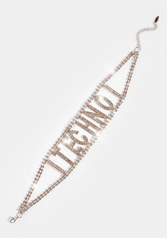 I Want Techno Rhinestone Choker
