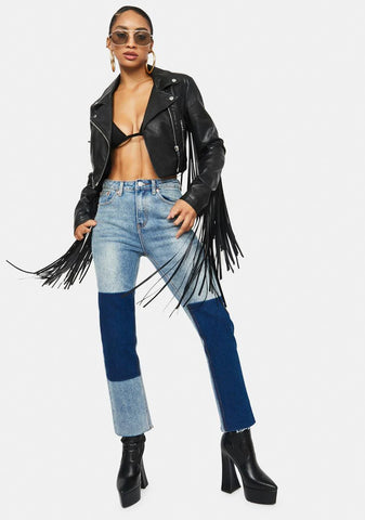 Double Take Patchwork Denim Jeans