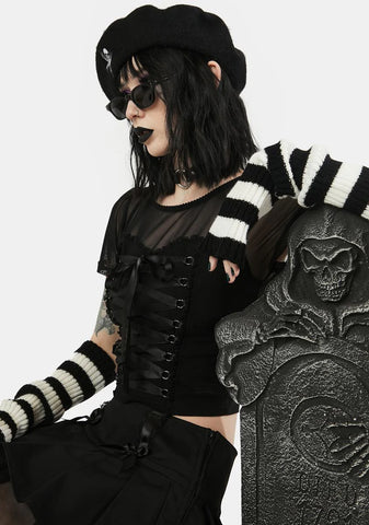 Cemetery Gates Lace Up Crop Top