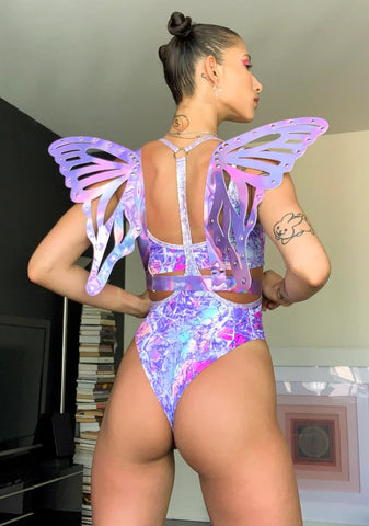 Lavender Holographic Butterfly Wing Harness