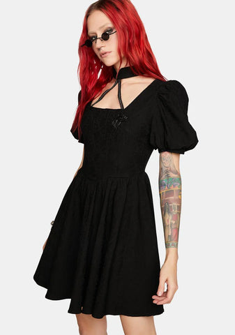 Dark Pattern Jacquard Mini Dress