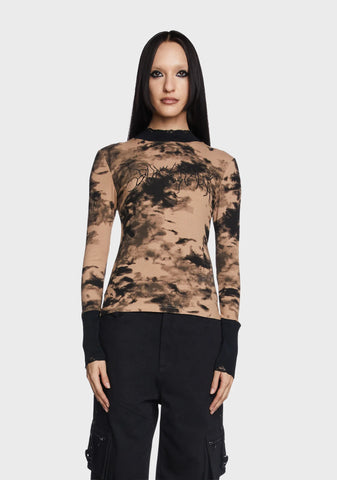 Micro Perspective Collect Waist Embroidered Shirt