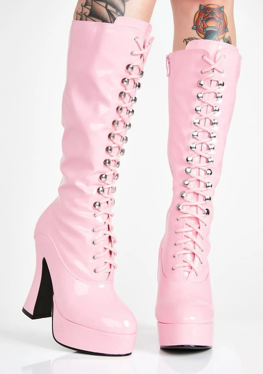 Candy Beverly Heels Baddie Platform Boots