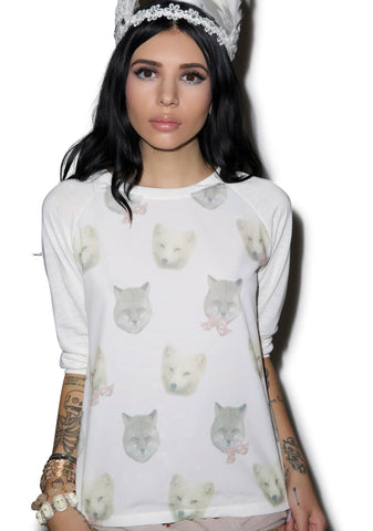 Snow Foxy Raglan - White
