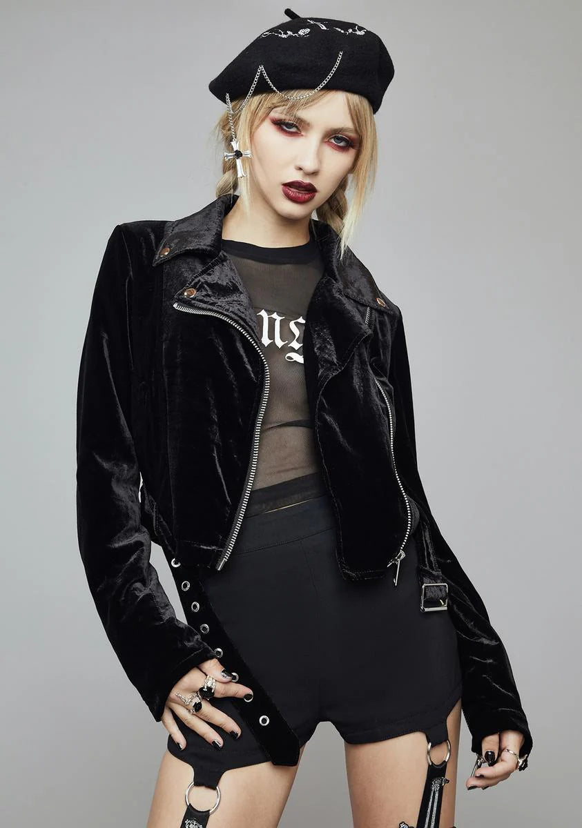 Moonlight Rider Velvet Moto Jacket
