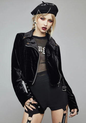 Moonlight Rider Velvet Moto Jacket