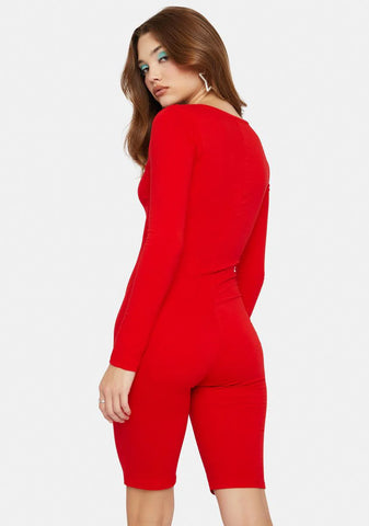 Cherry Fast Paced Bike Short Romper