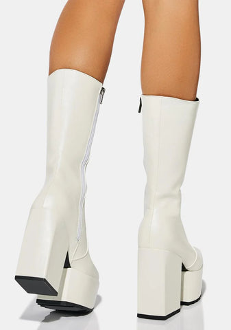 White Magnolia Platform Boots