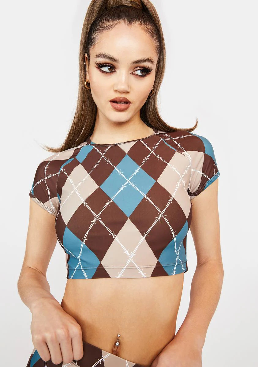 Beware Of Baddie Argyle Crop Top