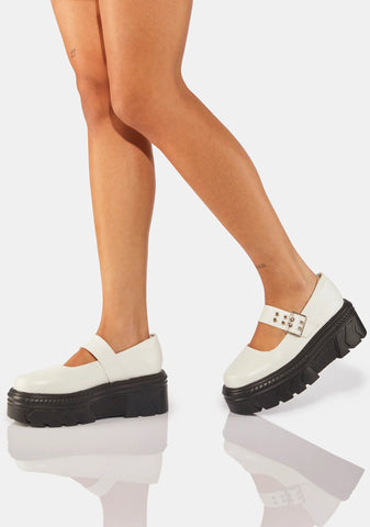 White Veritas Platform Mary Janes