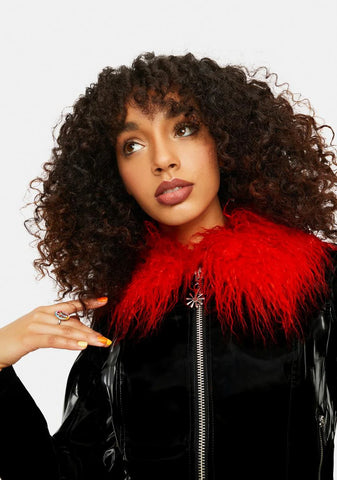 Show Stopping Smiles Vinyl Marabou Trim Jacket