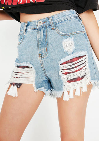 On The Fringe Denim Shorts