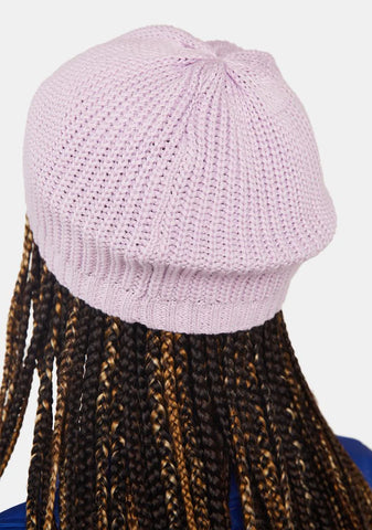 Purple Rib Knit Beret
