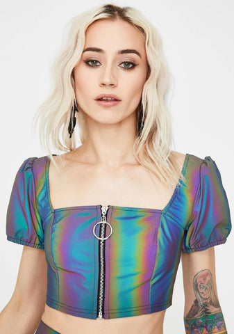 Night Savage Signalz Reflective Crop Top