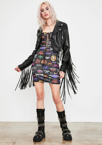 Metal Empire Lace Up Dress