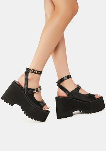 Black Gessie Platform Sandals