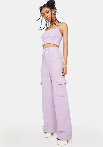 Lilac No Repeats Sherpa Pants