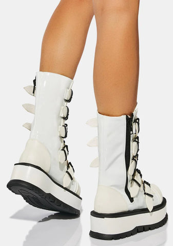 White Slacker Combat Boots