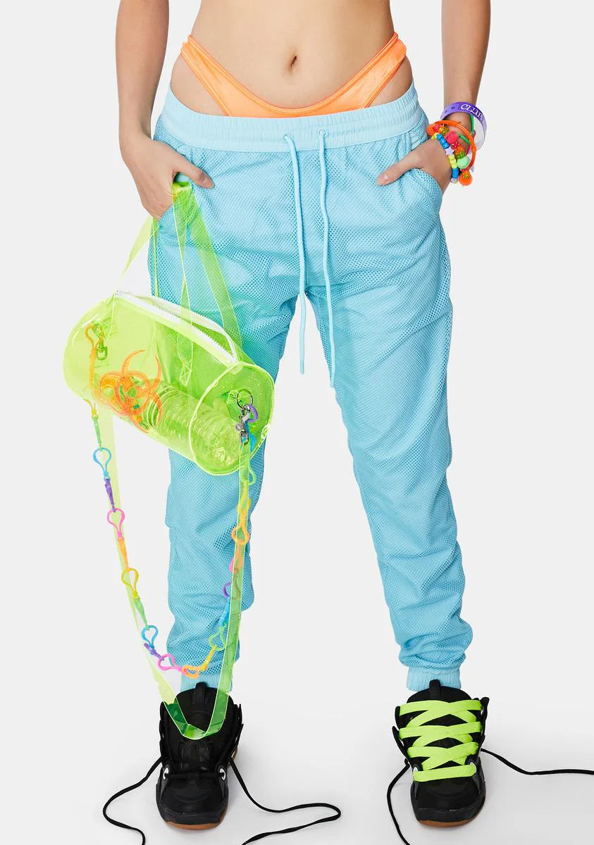 Mesh Overlay Nylon Jogger Pants