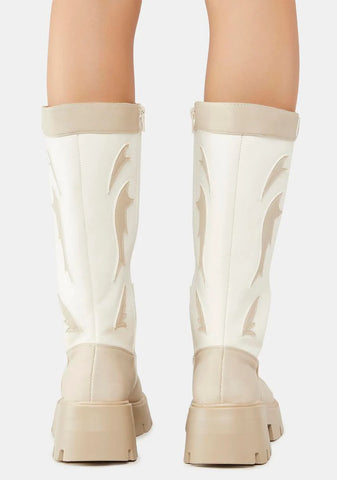 White Fly Away Cowboy Boots