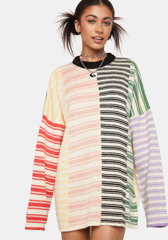Splice Striped Knit Sweater