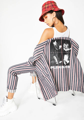 Striped Denim Utility Jacket