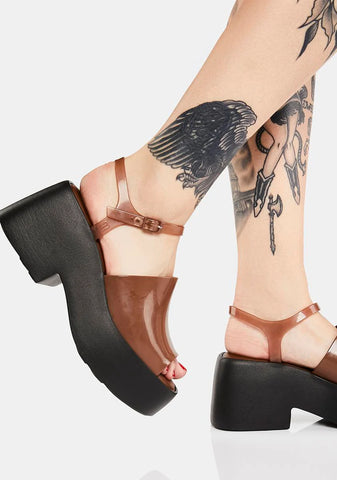 Black Pose Platform Sandals