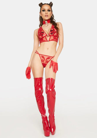 Red Medusa Embroidered Bralette