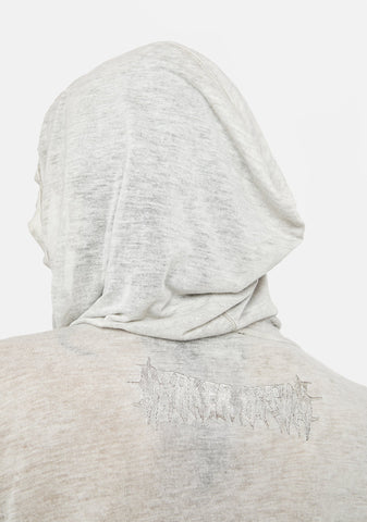 Atmosphere Unisex Hooded Asymmetrical Top With Scarf