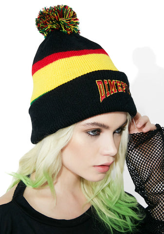 Multi Stripe Pom Beanie