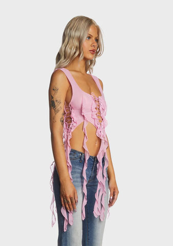 Pink Ruffled Bustier Top