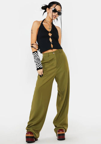 Khaki Abba Wide Leg Trousers