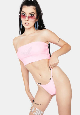 Cherub Pink Butterfly Bandeau Top