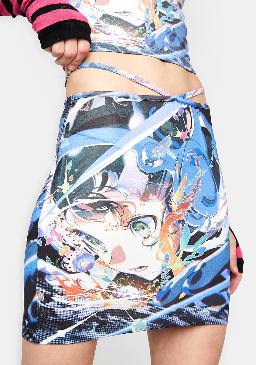 Anime Print Mini Skirt