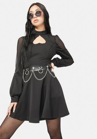 Transparent Sleeve Mini Dress