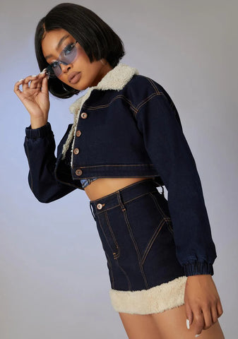 Attention Seeker Denim Puffer Jacket