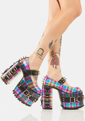 Paint The Town Plaid Mary Janes