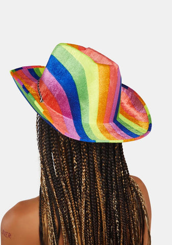 Let's Mount Up Rainbow Cowboy Hat