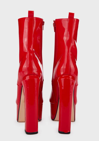 Red Hedy Lace Up Boots