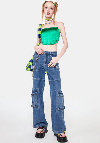 Luck Of Me Satin Corset Crop Top