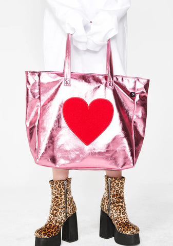 Metallic Heart Tote