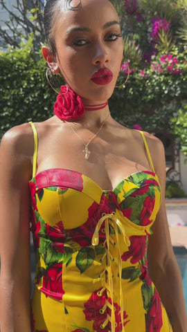 Romantic Getaway Midi Dress - Yellow